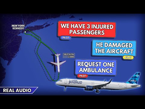 3 injured passengers and damaged aircraft. JetBlue Airbus A321neo encounters turbulence. Real ATC
