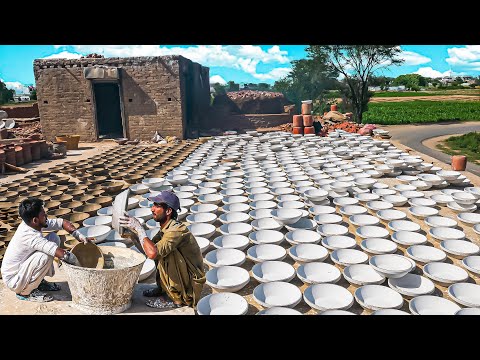 How Potters Make Traditional Earthenware Pottery, Terracotta Pottery Painting and Glazing Process