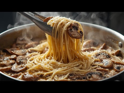 Unglaublich leckere Spaghetti in nur 15 Minuten! Rezept für cremige Pasta mit Pilzen