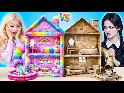 We Build Amazing Doll House | Rainbow Fluffy VS Cardboard House by PiPi Pop