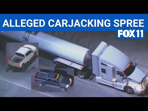 2 men accused of carjacking 3 vehicles, including big rig in "GTA-style" police chase | FOX 11 LA