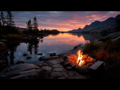 Peaceful Lakeside Fire (3 HOURS) 🔥 Soft Flames for Deep Relaxation