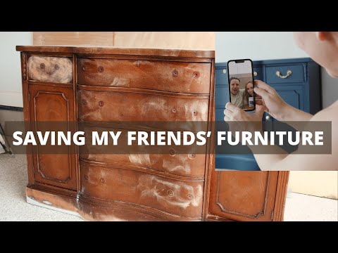 Rescuing My Friends' Furniture | Navy Sideboard Furniture Makeover