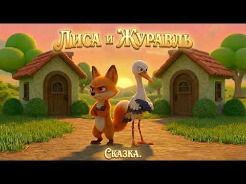 Лиса и журавль. Сказка. Короткие мультики для детей.