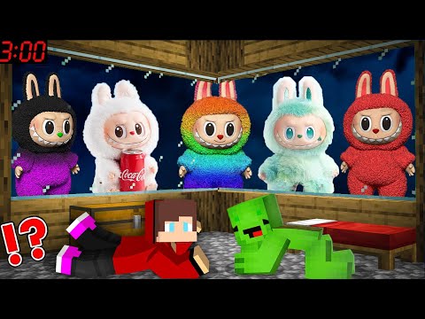 JJ and Mikey HIDE from LABUBU in Minecraft Maizen Security house