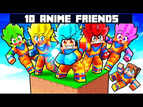 10 FRIENDS On ONE ANIME BLOCK in Minecraft!