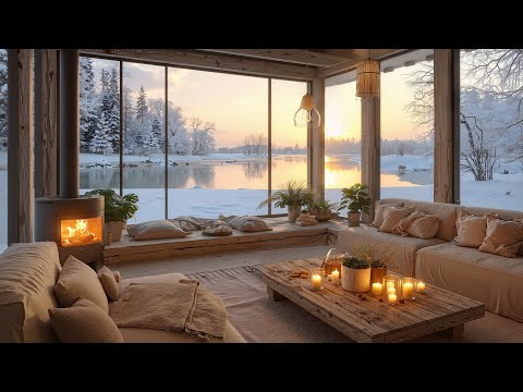 Peaceful Winter Porch Ambience ❄️⛄ Soothing Piano with Crackling Fireplace Sounds for Calm & Focus
