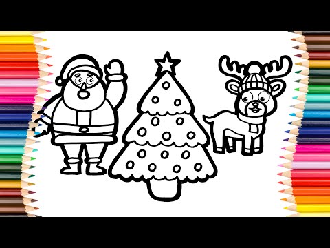 How to Draw Santa, Christmas Tree and Reindeer Easy