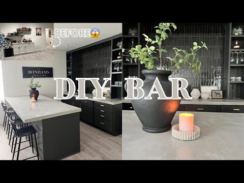 *INSANE* DIY BASEMENT BAR TRANSFORMATION 2023 | Concrete countertops