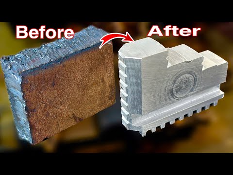 A Making Brand New Lathe Chuck Jaw from Solid Metal Plate || Full Machining Process on Old Lathe