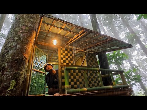 Struggle to Build Tree House Shelter Warm and Cozy - Survival Bushcraft Camping