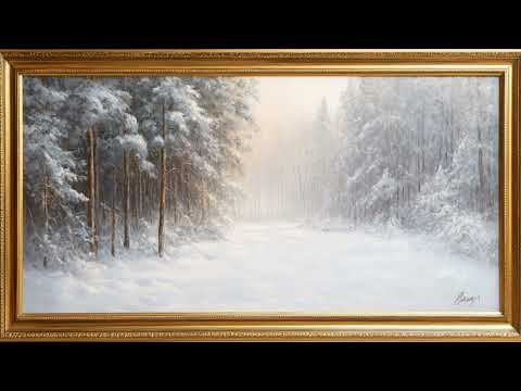 Vintage Snow Painting in Gold Frame | 2h TV Background in 4K | TV Frame Art