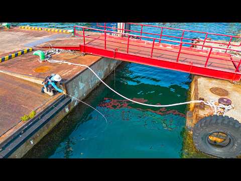 The man catches a "monster" at this location.