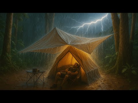 🏕CAMPING IN HEAVY RAIN AND THUNDERSTORM ⛈️A BAD RAINSTORM