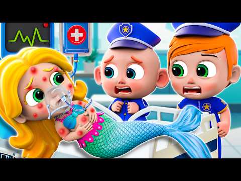 Baby Mermaid Got A Boo Boo! Police Rescue | Police Song + More Nursery Rhymes & Kids Songs | Pu & Po