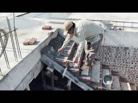 Construction Techniques Of 23-Step Concrete Staircase For Villa - From Start To Finish