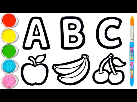 Dibujar, Pintar y Colorear el ABC y Frutas en Inglés 🔤🍎🍌🍒 Aprende Letras #163