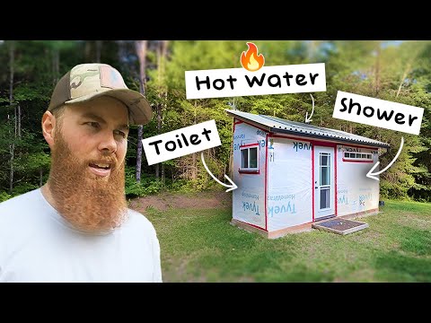 The OFF-GRID OUTHOUSE Tour with Shower, Sink, and Hot water!