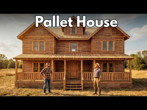 30 Days Building a Low Cost Pallet Wood House → A Concrete Home That Stuns Everyone