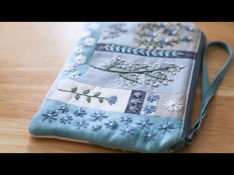 Turn Fabric Scraps into a Pretty Zipper Pouch with Floral Embroidery