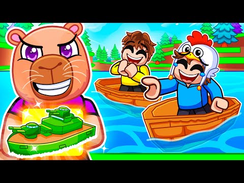 I Pretended to be a CAPYBARA in Roblox Build a Boat, Then used a $100,000 Boat!