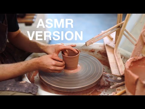 Throwing, Trimming and Attaching Handles onto Stoneware Coffee Cups — ASMR Version