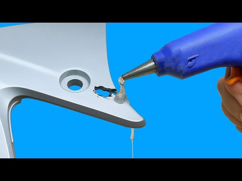 😱The most effective and simple way to repair and patch plastic. Combine hot glue and baking soda