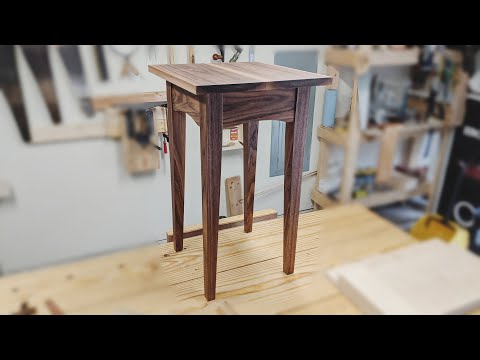 Making a Walnut Side Table with hand tools - silent woodworking