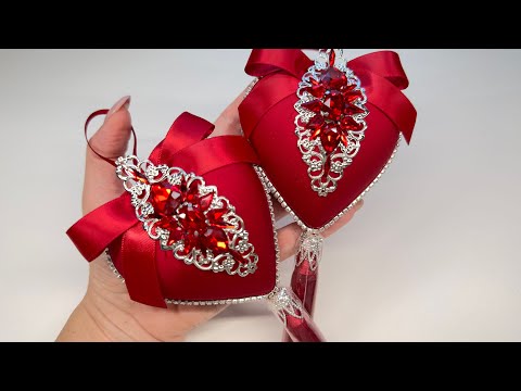 Декор сердечек.  Елочные игрушки своими руками