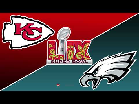 Kansas City Chiefs vs Philadelphia Eagles SUPER BOWL  1HR LOGO LOOP, WALLPAPER, BACKGROUND, NO SOUND
