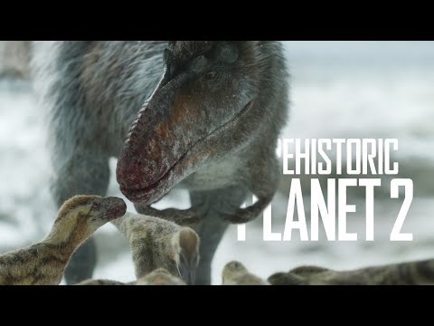 Prehistoric Planet 2 - Nanuqsaurus Feeds Her Family Scene