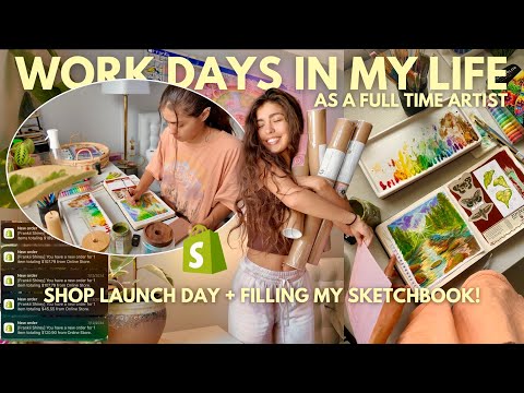Small Business Work Days In My Life 📦🎨 Art Shop Launch Day & Filling My Sketchbook!
