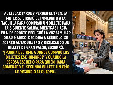Al llegar tarde y perder el tren, la mujer se dirigió de inmediato a la taquilla para comprar...