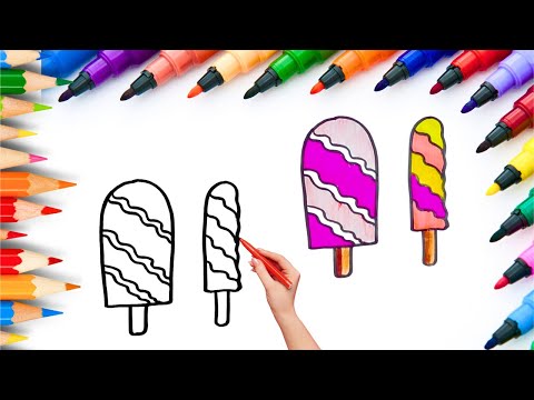 How To Draw cute Icecream Drawing, Painting & Coloring For Kids and Toddlers_🌈🎨