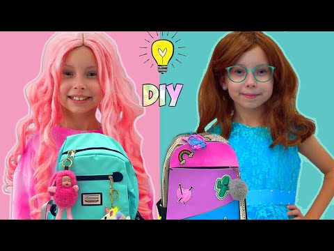 Stacy teaches her friends Alice How to make crafts for school - DIY for kids