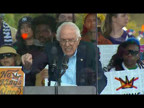 WATCH: At 'No Kings' rally, Sen. Sanders says U.S. experiment of democracy 'in danger' under Trump