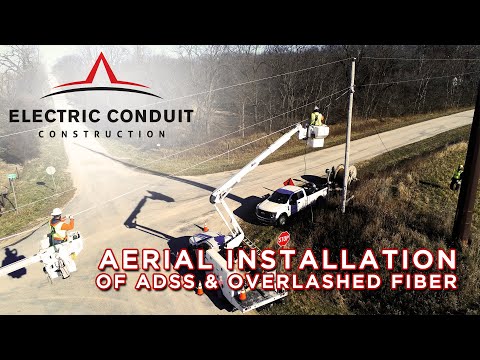 The Installation of Aerial ADSS and Overlashed Fiber Optic Cable