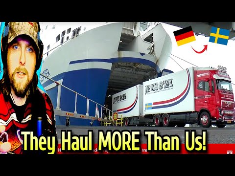 American Reacts to Efficient Euro Trucking - 60 tonnes to Sweden