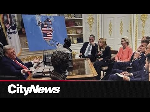 Trump posts image of altered map with American flag covering Canada