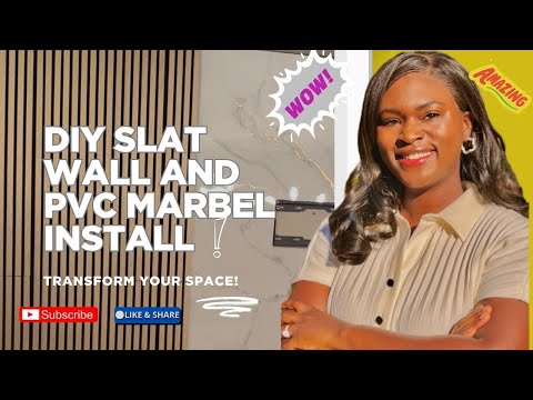 DIY Slat Wall and PVC Marble Install | Budget-Friendly Modern Accent Wall