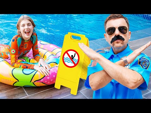 Dad Teaches Kids Safety Rules in the Pool!