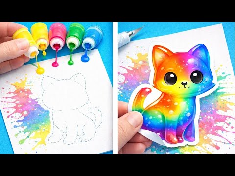 DIY Sticker Packs + Puffy Paint Drawing Adventure! ✂️✨