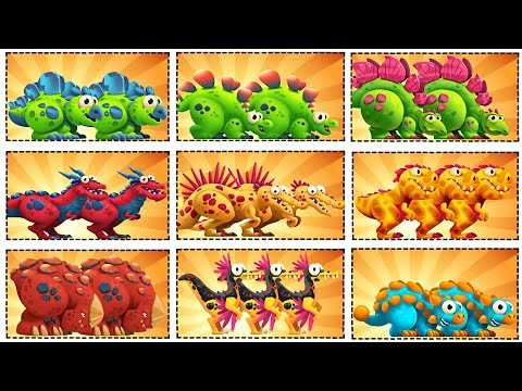 ALL DINOSOUR POWER-UP MAX LEVEL UPGRADING Dino Bash 2