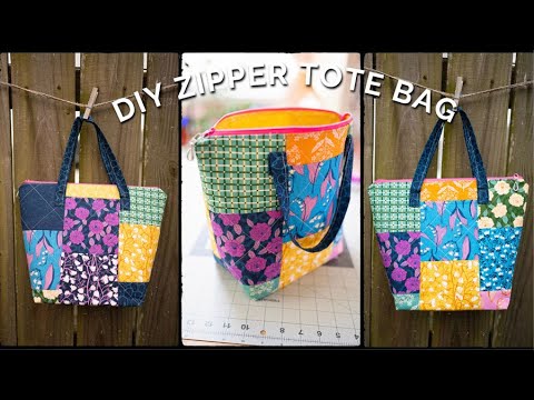 DIY Zipper Tote Bag | Beautiful quilted bag project and tutorial | #msqcpartner #bagtutorial