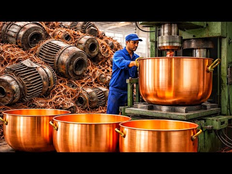 Incredible Recycling Process Of Old Copper Motors Scrap Wire To Make New Giant Copper Cooking Pots