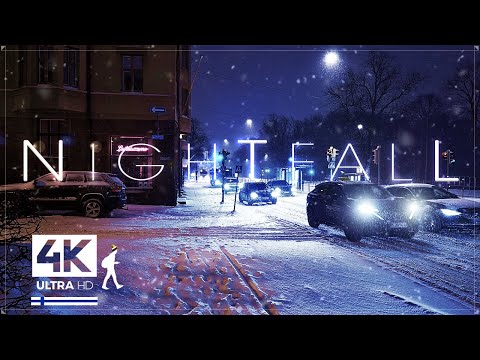 3 Hours of Dreamy Snowfall Night Walks in Finland - Slow TV 4K