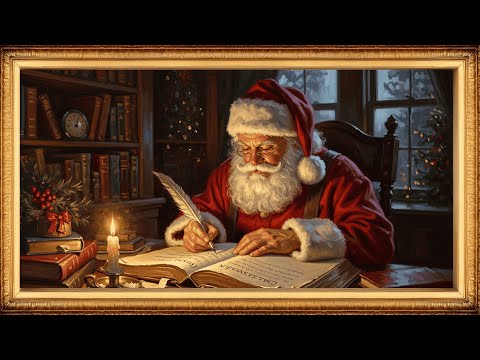 Santa Writing Christmas Wishes | Art Framed Screensaver | Vintage Christmas Art for Your TV 4K ✨🎁🎅❄️