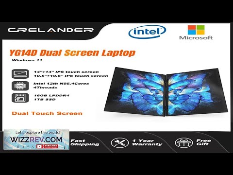 CRELANDER Mini Laptops 14 Inch 2240*1440 Double Touch Screen Intel Processor Foldable