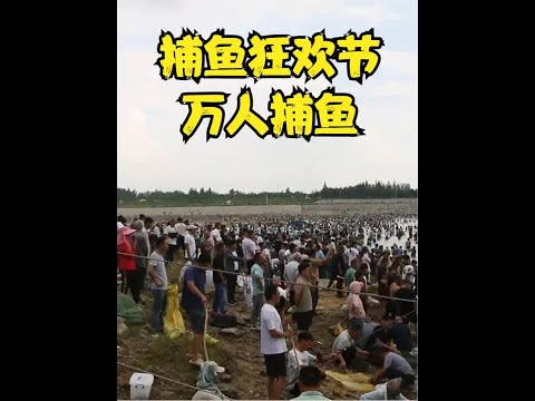 大闸关水捕鱼狂欢节，绵延几十里聚满捕鱼人，个个都乐的合不拢嘴 #嶂山闸万人捕鱼 #撒网捕鱼 #捕鱼狂欢季