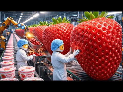 Inside a Strawberry Factory π | Full Process